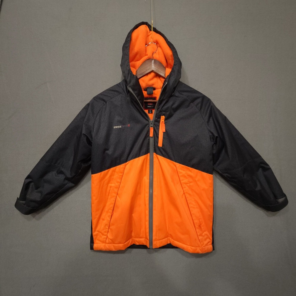 Boys Swiss Tech Winter Coat Orange &‎ Black Size Medium